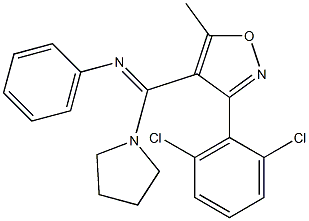 N1-[[3-(2,6-dichlorophenyl)-5-methylisoxazol-4-yl](tetrahydro-1H-pyrrol-1-yl)methylidene]aniline Struktur