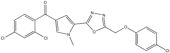 (5-{5-[(4-chlorophenoxy)methyl]-1,3,4-oxadiazol-2-yl}-1-methyl-1H-pyrrol-3-yl)(2,4-dichlorophenyl)methanone Struktur