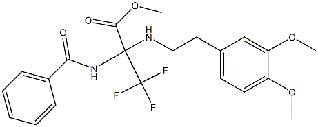 methyl 2-(benzoylamino)-2-[(3,4-dimethoxyphenethyl)amino]-3,3,3-trifluoropropanoate Struktur