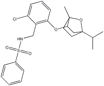 N-{2-chloro-6-[(4-isopropyl-1-methyl-7-oxabicyclo[2.2.1]hept-2-yl)oxy]benzyl}benzenesulfonamide Struktur