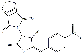 4-{5-[(4-nitrophenyl)methylene]-4-oxo-2-thioxo-1,3-thiazolan-3-yl}-4-azatricyclo[5.2.1.0~2,6~]dec-8-ene-3,5-dione Struktur