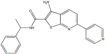 3-amino-N-(1-phenylethyl)-6-(4-pyridinyl)thieno[2,3-b]pyridine-2-carboxamide Struktur