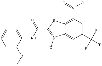 2-[(2-methoxyanilino)carbonyl]-7-nitro-5-(trifluoromethyl)-1,3-benzothiazol -3-ium-3-olate Struktur