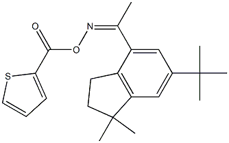 2-{[({1-[6-(tert-butyl)-1,1-dimethyl-2,3-dihydro-1H-inden-4-yl]ethylidene}amino)oxy]carbonyl}thiophene Struktur