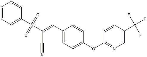 (E)-2-(phenylsulfonyl)-3-(4-{[5-(trifluoromethyl)-2-pyridinyl]oxy}phenyl)-2-propenenitrile Struktur