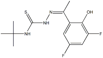 N1-(tert-butyl)-2-[1-(3,5-difluoro-2-hydroxyphenyl)ethylidene]hydrazine-1-carbothioamide Struktur