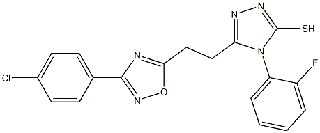 5-{2-[3-(4-chlorophenyl)-1,2,4-oxadiazol-5-yl]ethyl}-4-(2-fluorophenyl)-4H-1,2,4-triazole-3-thiol Struktur