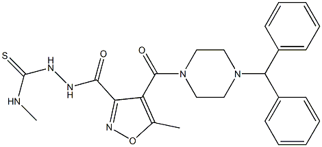 2-({4-[(4-benzhydrylpiperazino)carbonyl]-5-methyl-3-isoxazolyl}carbonyl)-N-methyl-1-hydrazinecarbothioamide Struktur