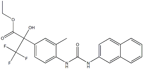 ethyl 3,3,3-trifluoro-2-hydroxy-2-(3-methyl-4-{[(2-naphthylamino)carbonyl]amino}phenyl)propanoate Struktur