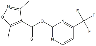 4-(trifluoromethyl)pyrimidin-2-yl 3,5-dimethylisoxazole-4-carbothioate Struktur