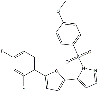 5-[5-(2,4-difluorophenyl)-2-furyl]-1-[(4-methoxyphenyl)sulfonyl]-1H-pyrazole Struktur