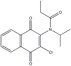 N-(3-chloro-1,4-dioxo-1,4-dihydro-2-naphthalenyl)-N-isopropylpropanamide Struktur