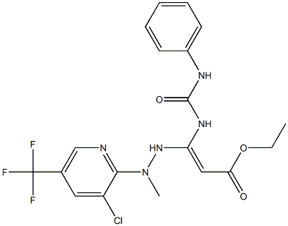 ethyl 3-[(anilinocarbonyl)amino]-3-{2-[3-chloro-5-(trifluoromethyl)-2-pyridinyl]-2-methylhydrazino}acrylate Struktur