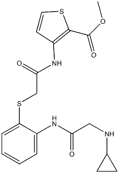 methyl 3-({2-[(2-{[2-(cyclopropylamino)acetyl]amino}phenyl)sulfanyl]acetyl}amino)-2-thiophenecarboxylate Struktur