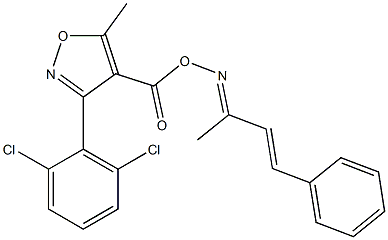 3-(2,6-dichlorophenyl)-5-methyl-4-({[(1-methyl-3-phenylprop-2-enylidene)amino]oxy}carbonyl)isoxazole Struktur