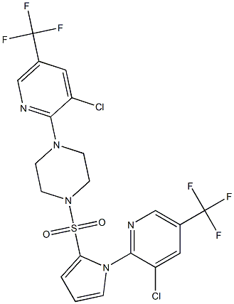 1-[3-chloro-5-(trifluoromethyl)-2-pyridinyl]-4-({1-[3-chloro-5-(trifluoromethyl)-2-pyridinyl]-1H-pyrrol-2-yl}sulfonyl)piperazine Struktur