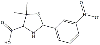 5,5-dimethyl-2-(3-nitrophenyl)-1,3-thiazolane-4-carboxylic acid Struktur