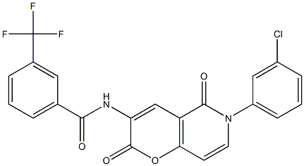 N-[6-(3-chlorophenyl)-2,5-dioxo-5,6-dihydro-2H-pyrano[3,2-c]pyridin-3-yl]-3-(trifluoromethyl)benzenecarboxamide Struktur