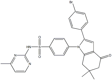 4-[2-(4-bromophenyl)-6,6-dimethyl-4-oxo-4,5,6,7-tetrahydro-1H-indol-1-yl]-N-(4-methyl-2-pyrimidinyl)benzenesulfonamide Struktur