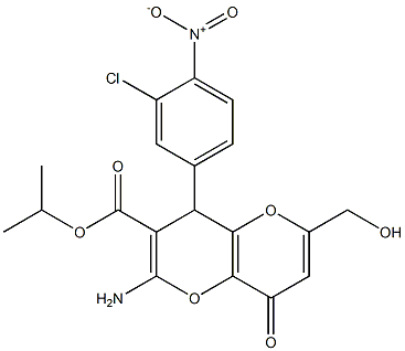 isopropyl 2-amino-4-(3-chloro-4-nitrophenyl)-6-(hydroxymethyl)-8-oxo-4,8-dihydropyrano[3,2-b]pyran-3-carboxylate Struktur