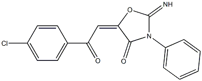 5-[2-(4-chlorophenyl)-2-oxoethylidene]-2-imino-3-phenyl-1,3-oxazolan-4-one Struktur