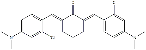 2,6-di[2-chloro-4-(dimethylamino)benzylidene]cyclohexan-1-one Struktur