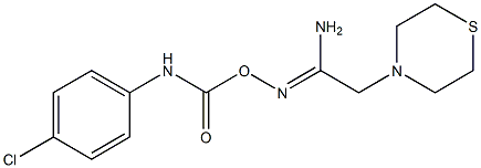 N'-{[(4-chloroanilino)carbonyl]oxy}-2-(1,4-thiazinan-4-yl)ethanimidamide Struktur