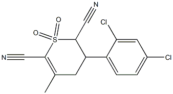 3-(2,4-dichlorophenyl)-5-methyl-1,1-dioxo-1,2,3,4-tetrahydro-1lambda~6~-thiine-2,6-dicarbonitrile Struktur