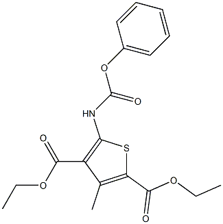 diethyl 3-methyl-5-[(phenoxycarbonyl)amino]thiophene-2,4-dicarboxylate Struktur