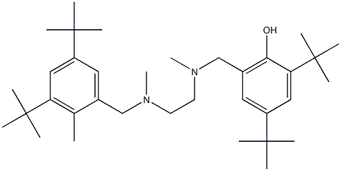 2,4-di(tert-butyl)-6-{[{2-[[3,5-di(tert-butyl)-2-methylbenzyl](methyl)amino]ethyl}(methyl)amino]methyl}benzenol Struktur