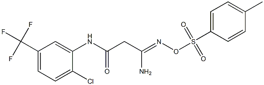 3-amino-N-[2-chloro-5-(trifluoromethyl)phenyl]-3-({[(4-methylphenyl)sulfonyl]oxy}imino)propanamide Struktur