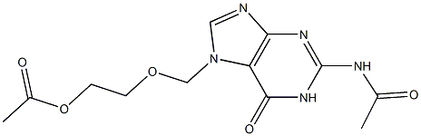 2-{[2-(acetylamino)-6-oxo-6,7-dihydro-1H-purin-7-yl]methoxy}ethyl acetate Struktur