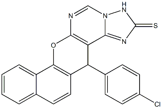 14-(4-chlorophenyl)-2,3-dihydro-14H-benzo[7,8]chromeno[3,2-e][1,2,4]triazol o[1,5-c]pyrimidine-2-thione Struktur