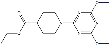 ethyl 1-(4,6-dimethoxy-1,3,5-triazin-2-yl)piperidine-4-carboxylate Struktur