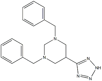 1,3-dibenzyl-5-(2H-1,2,3,4-tetraazol-5-yl)hexahydropyrimidine Struktur