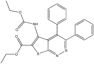 ethyl 5-[(ethoxycarbonyl)amino]-3,4-diphenylthieno[2,3-c]pyridazine-6-carboxylate Struktur