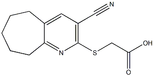 2-[(3-cyano-6,7,8,9-tetrahydro-5H-cyclohepta[b]pyridin-2-yl)sulfanyl]acetic acid Struktur