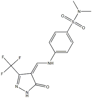 N,N-dimethyl-4-({[5-oxo-3-(trifluoromethyl)-1,5-dihydro-4H-pyrazol-4-yliden]methyl}amino)benzenesulfonamide Struktur