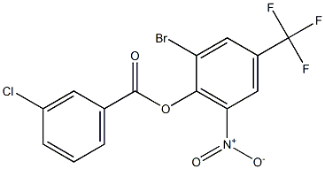 2-bromo-6-nitro-4-(trifluoromethyl)phenyl 3-chlorobenzoate Struktur