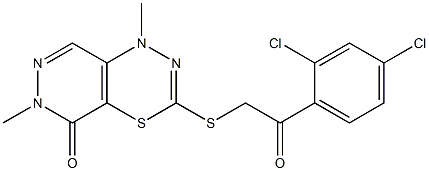 3-{[2-(2,4-dichlorophenyl)-2-oxoethyl]thio}-1,6-dimethyl-5,6-dihydro-1H-pyr idazino[4,5-e][1,3,4]thiadiazin-5-one Struktur