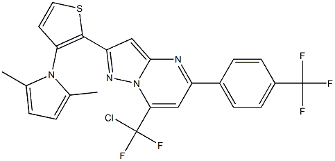 7-[chloro(difluoro)methyl]-2-[3-(2,5-dimethyl-1H-pyrrol-1-yl)-2-thienyl]-5-[4-(trifluoromethyl)phenyl]pyrazolo[1,5-a]pyrimidine Struktur