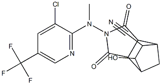 4-[[3-chloro-5-(trifluoromethyl)-2-pyridinyl](methyl)amino]-9-hydroxy-3,5-dioxo-4-azatricyclo[5.2.1.0~2,6~]decane-8-carbonitrile Struktur