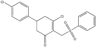 3-chloro-5-(4-chlorophenyl)-2-[(phenylsulfonyl)methyl]-2-cyclohexen-1-one Struktur