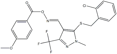 N-{[5-[(2-chlorobenzyl)sulfanyl]-1-methyl-3-(trifluoromethyl)-1H-pyrazol-4-yl]methylene}-N-[(4-methoxybenzoyl)oxy]amine Struktur