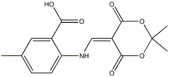 2-{[(2,2-dimethyl-4,6-dioxo-1,3-dioxan-5-yliden)methyl]amino}-5-methylbenzenecarboxylic acid Struktur