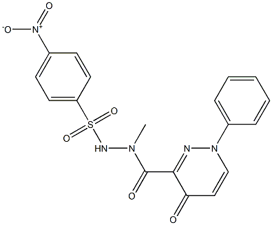 N'-methyl-4-nitro-N'-[(4-oxo-1-phenyl-1,4-dihydro-3-pyridazinyl)carbonyl]benzenesulfonohydrazide Struktur