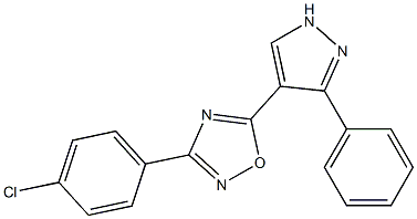 3-(4-chlorophenyl)-5-(3-phenyl-1H-pyrazol-4-yl)-1,2,4-oxadiazole Struktur