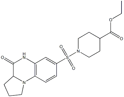 ethyl 1-[(4-oxo-1,2,3,3a,4,5-hexahydropyrrolo[1,2-a]quinoxalin-7-yl)sulfonyl]-4-piperidinecarboxylate Struktur