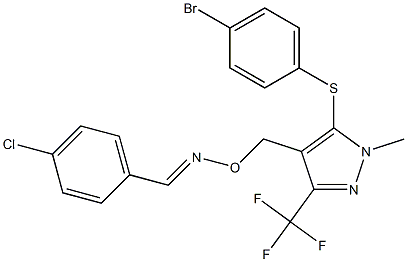 4-chlorobenzenecarbaldehyde O-{[5-[(4-bromophenyl)sulfanyl]-1-methyl-3-(trifluoromethyl)-1H-pyrazol-4-yl]methyl}oxime Struktur