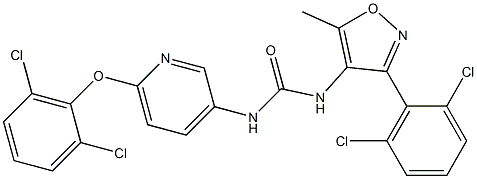 N-[6-(2,6-dichlorophenoxy)-3-pyridyl]-N'-[3-(2,6-dichlorophenyl)-5-methylisoxazol-4-yl]urea Struktur